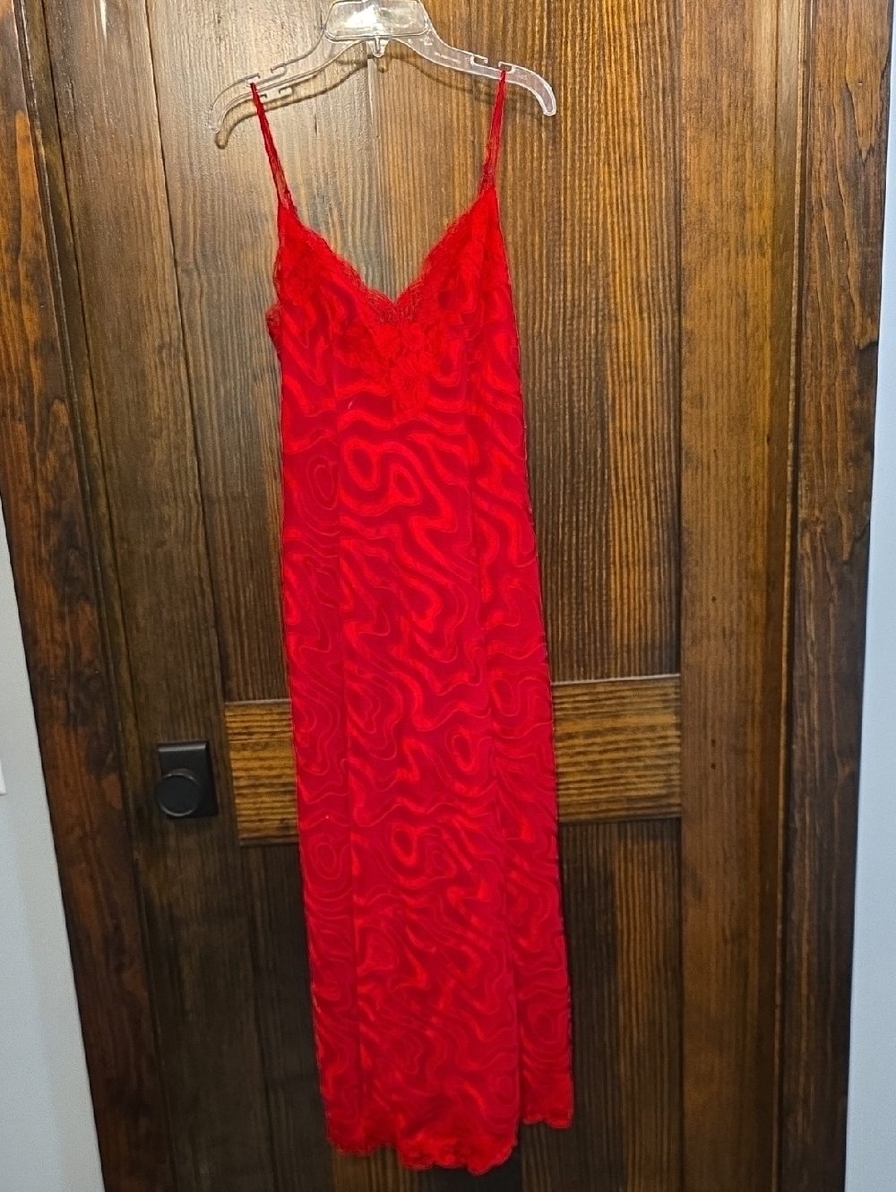 Victoria's Secret Red Lace-Trim Maxi Slip Dress XS